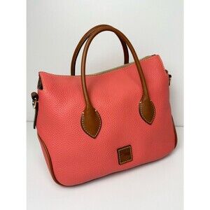 Dooney & Bourke Pebble Grain Satchel Purse Coral Pink VGUC READ DESCRIPTION